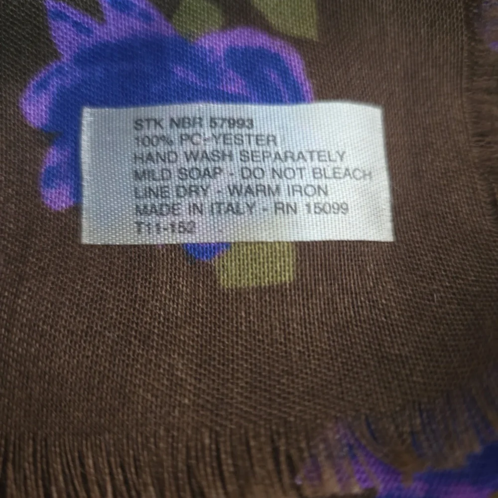 VTG 70s Sears Made in Italy Floral Polyester Square Scarf Fringed 46x46 Boho
